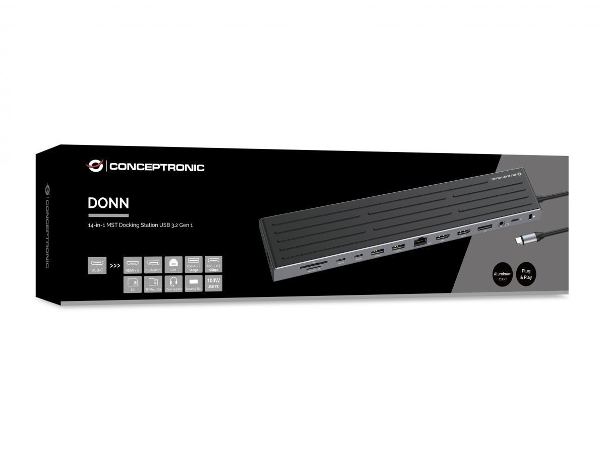 Conceptronic DONN32B 14-in-1 USB 3.2 Gen 1 Docking Station Conceptronic DONN32B 14-in-1 USB 3.2 Gen 1 Docking Station