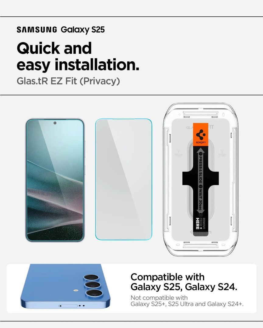 Spigen Glass tR EZ Fit HD (Privacy) Samsung Galaxy S25/S24 2 Pack Spigen Glass tR EZ Fit HD (Privacy) Samsung Galaxy S25/S24 2 Pack