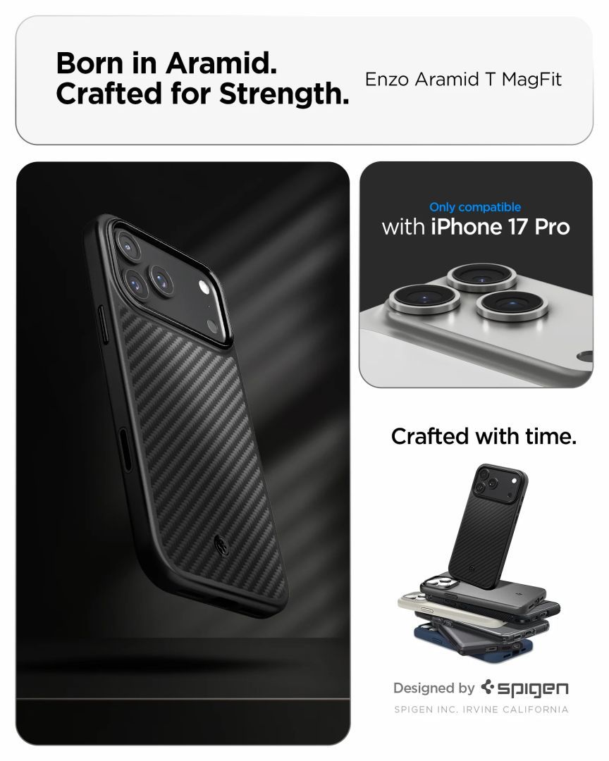 Spigen Enzo Aramid T case for iPhone 17 Pro Black