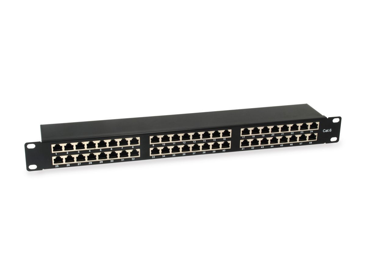 EQuip 48-Port Cat.6 Shielded Patch Panel Black EQuip 48-Port Cat.6 Shielded Patch Panel Black