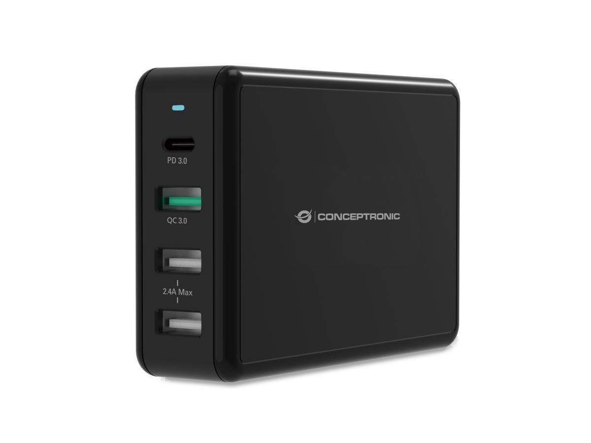 Conceptronic OZUL01B 65W 4-Port Desktop USB PD Charger