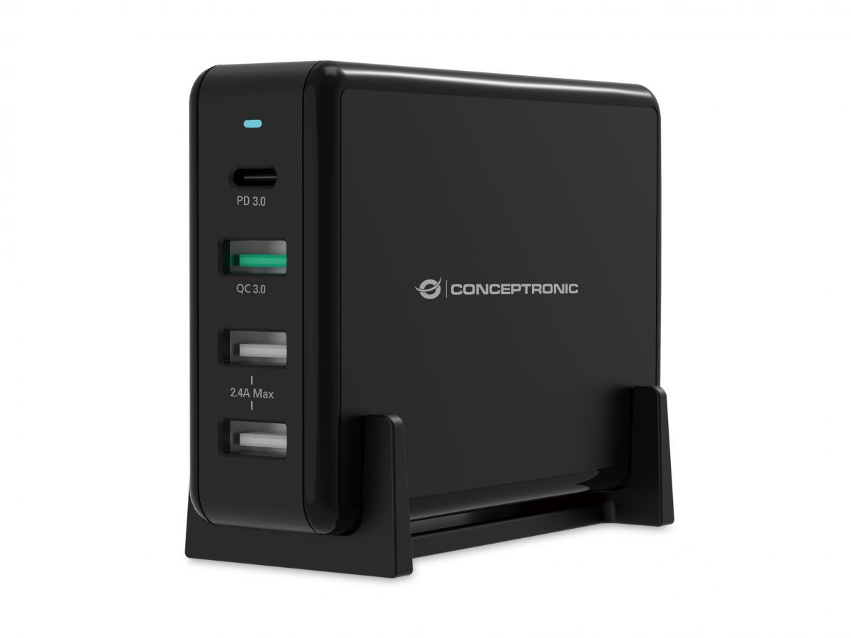 Conceptronic OZUL01B 65W 4-Port Desktop USB PD Charger