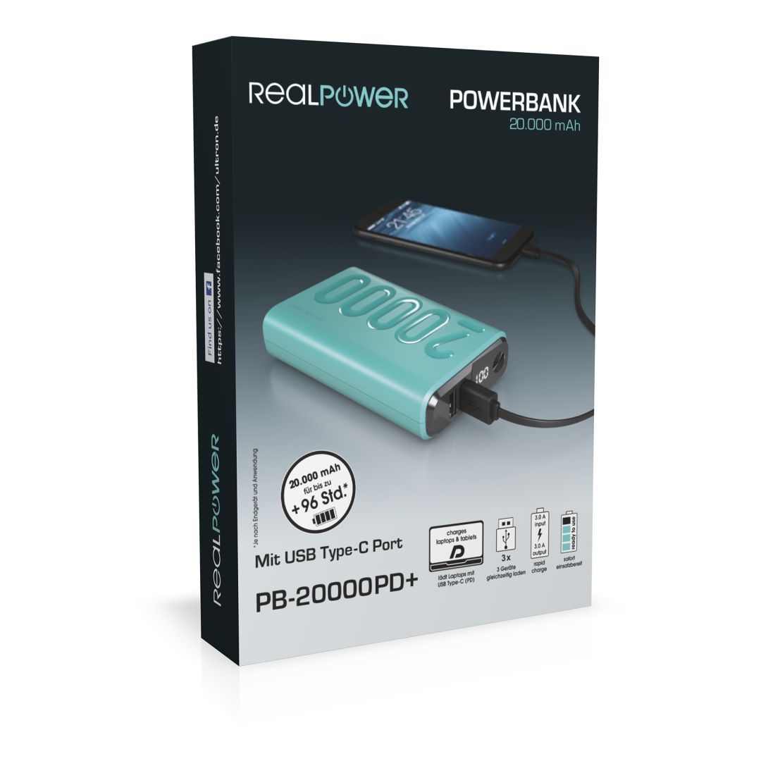 Realpower PB-20000 PD+ 20000mAh PowerBank Nutopia