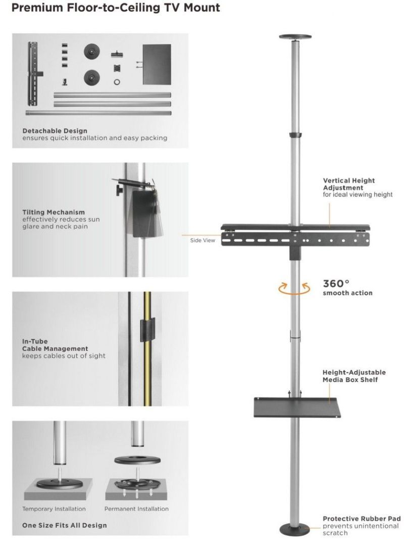 EQuip 650621 37"-70" Floor-to-Ceiling TV Bracket