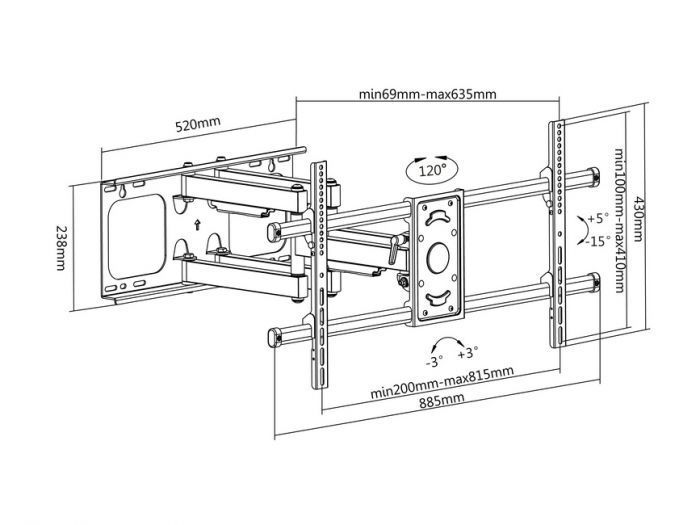 EQuip 37"-90" Tilt/Swivel TV Wall Mount Bracket Black EQuip 37"-90" Tilt/Swivel TV Wall Mount Bracket Black