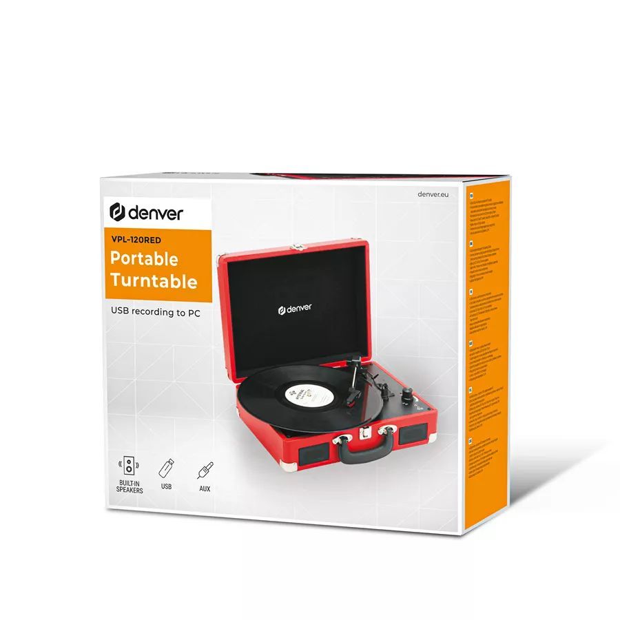 Denver VPL-120 USB Turntable Red