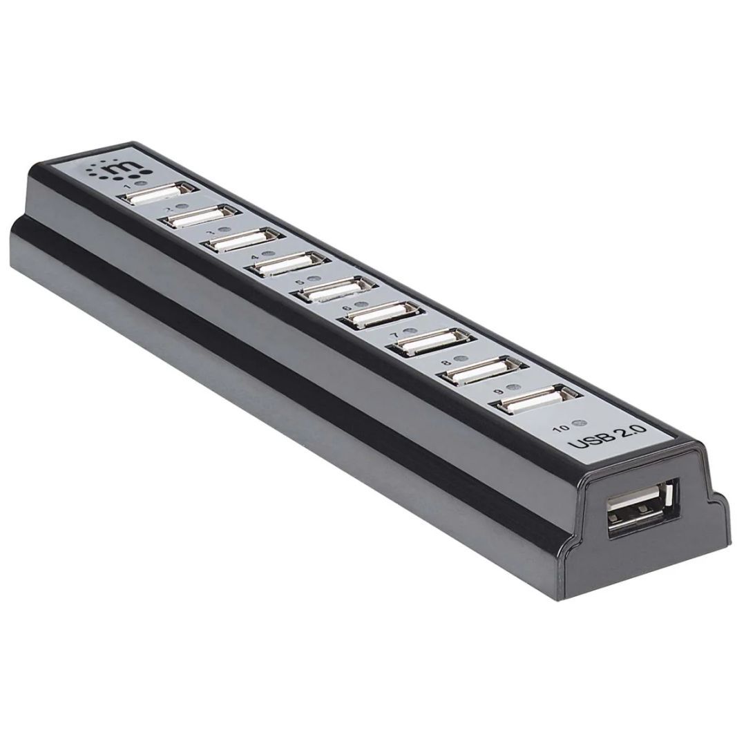 Manhattan 10-portos USB2.0 HUB Black