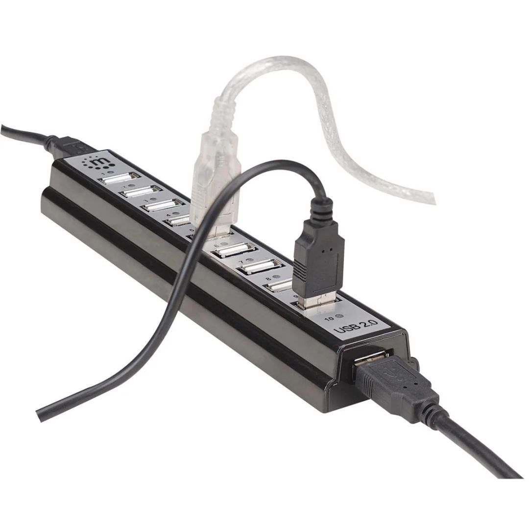 Manhattan 10-portos USB2.0 HUB Black