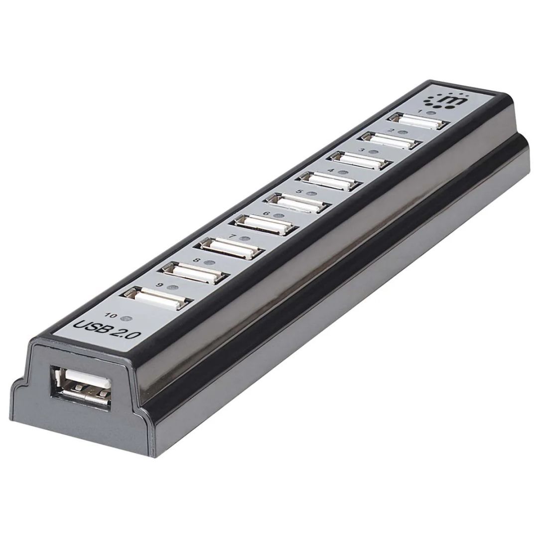 Manhattan 10-portos USB2.0 HUB Black