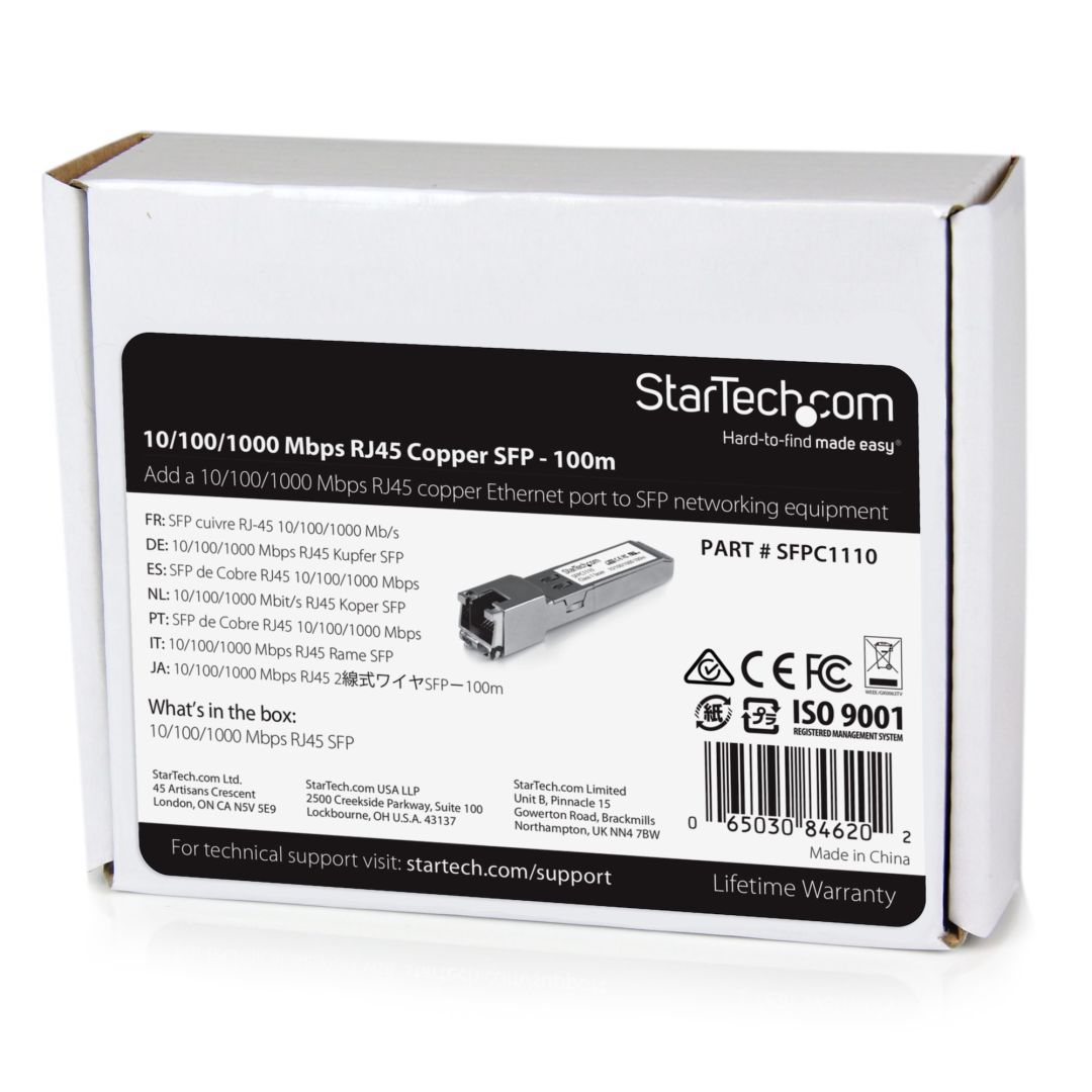 Startech Cisco SFP-GE-T Compatible SFP Module Startech Cisco SFP-GE-T Compatible SFP Module
