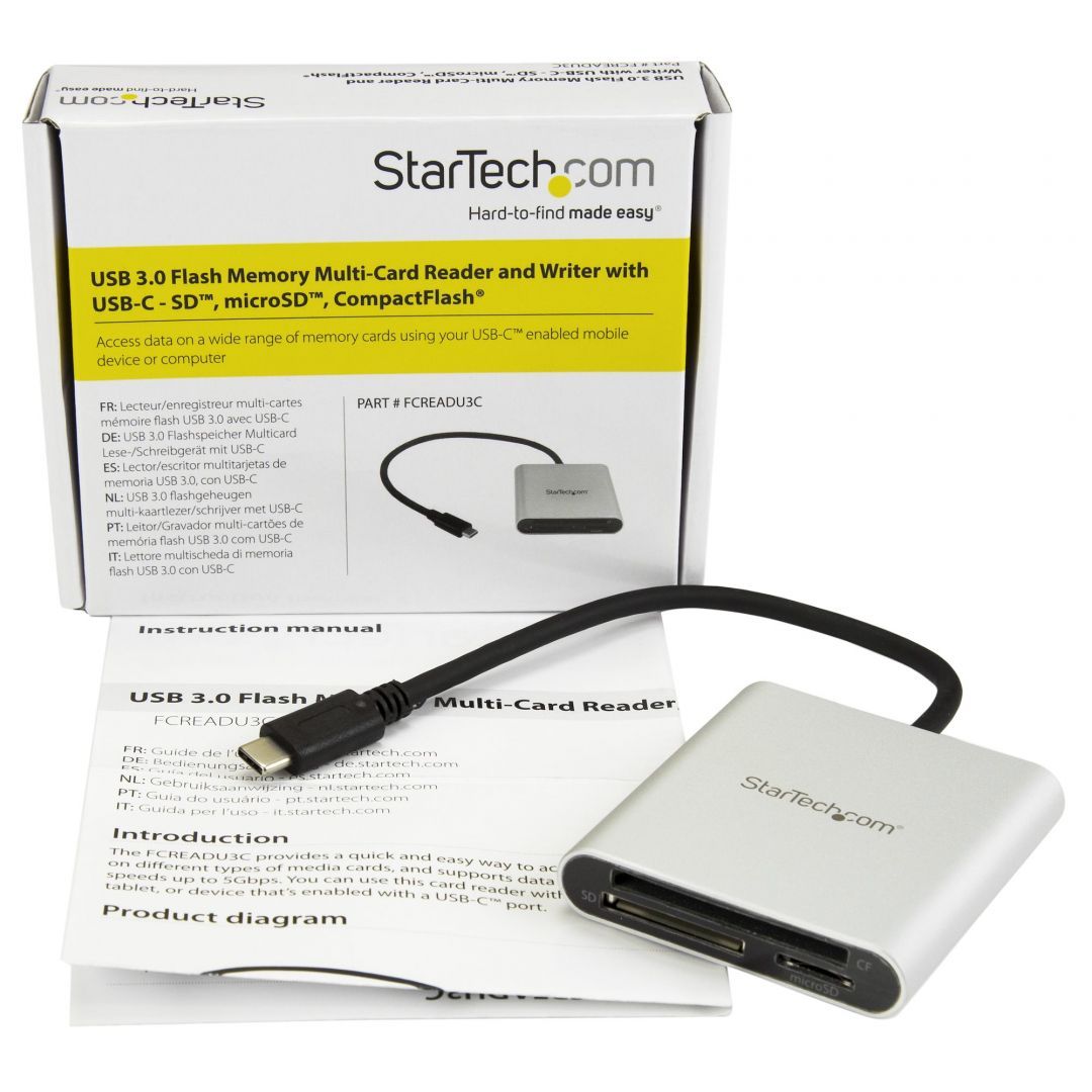 Startech USB 3.0 Flash Memory Multi-Card Reader / Writer with USB-C Startech USB 3.0 Flash Memory Multi-Card Reader / Writer with USB-C