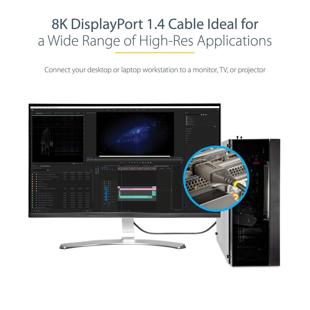 Startech DisplayPort male to DisplayPort male 8K Cable 3m Black Startech DisplayPort male to DisplayPort male 8K Cable 3m Black