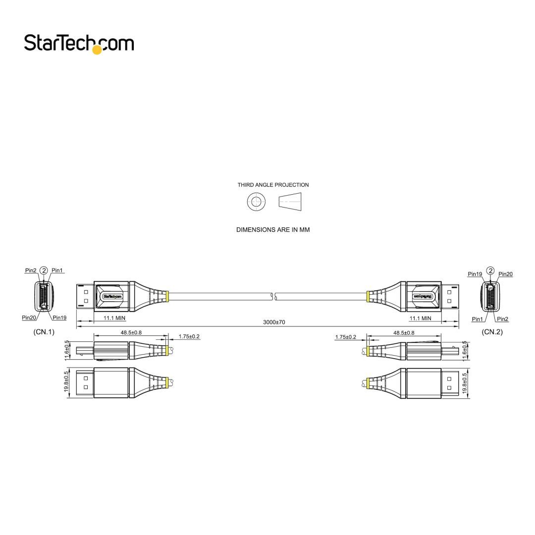 Startech DisplayPort male to DisplayPort male 8K Cable 3m Black Startech DisplayPort male to DisplayPort male 8K Cable 3m Black