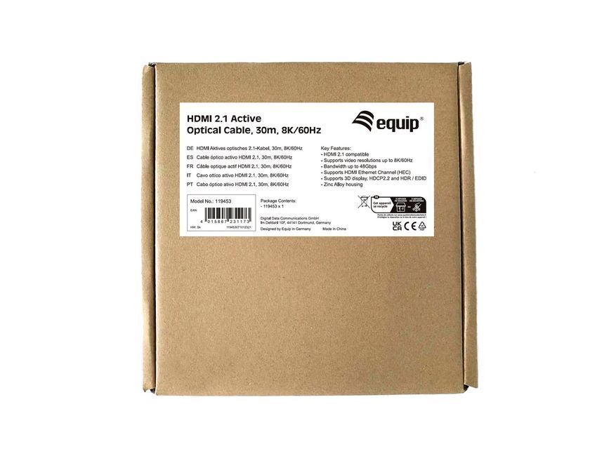 EQuip HDMI 2.1 8K/60Hz Active Optical Cable 30m Black EQuip HDMI 2.1 8K/60Hz Active Optical Cable 30m Black