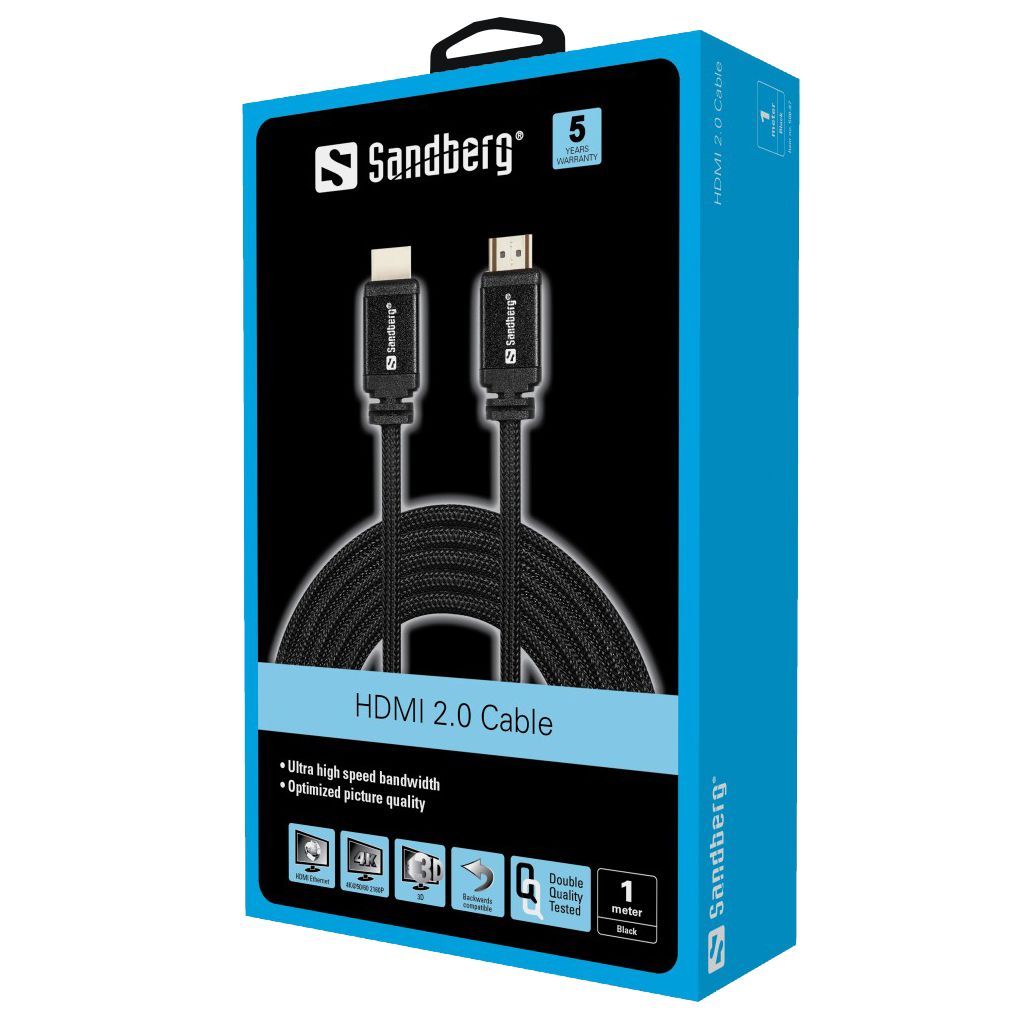 Sandberg HDMI 2.0 19M-19M 1m Black Sandberg HDMI 2.0 19M-19M 1m Black