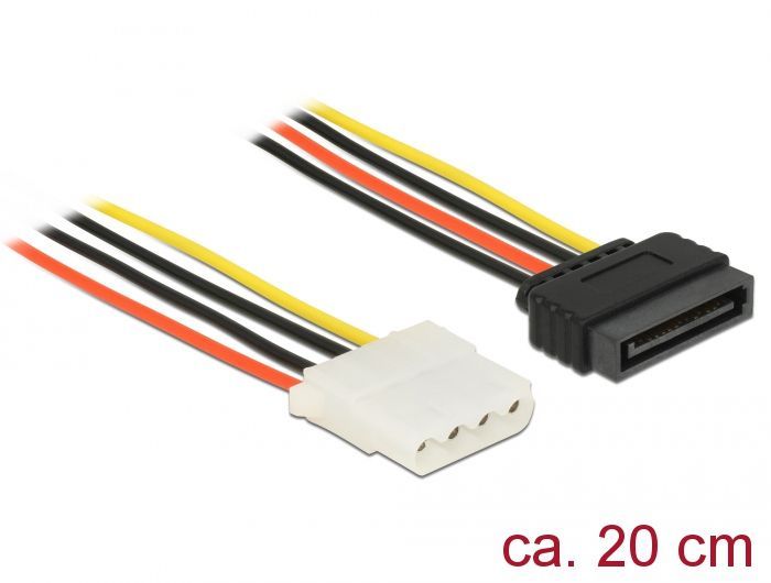 DeLock Power Cable SATA 15 pin female > 4 pin female 20cm DeLock Power Cable SATA 15 pin female > 4 pin female 20cm