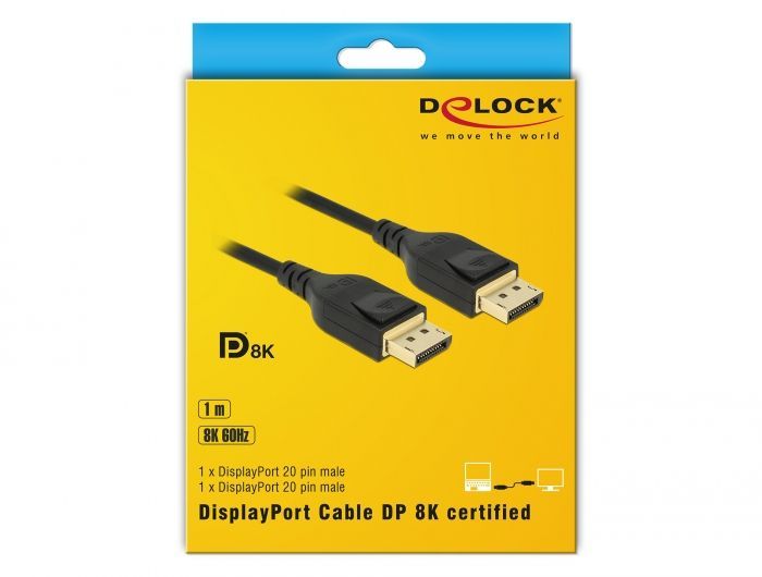 DeLock DisplayPort cable 8K 60 Hz 1m DP 8K certified Black DeLock DisplayPort cable 8K 60 Hz 1m DP 8K certified Black