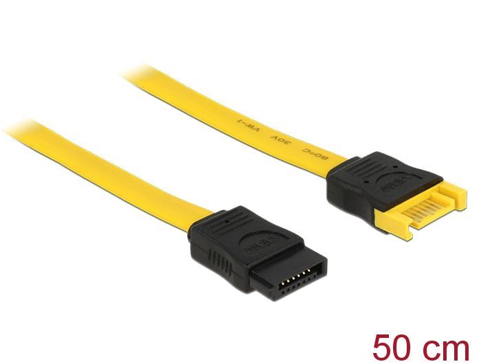 DeLock Extension cable SATA 6 Gb/s male > SATA female 50cm Yellow DeLock Extension cable SATA 6 Gb/s male > SATA female 50cm Yellow