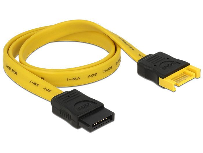 DeLock Extension cable SATA 6 Gb/s male > SATA female 50cm Yellow DeLock Extension cable SATA 6 Gb/s male > SATA female 50cm Yellow