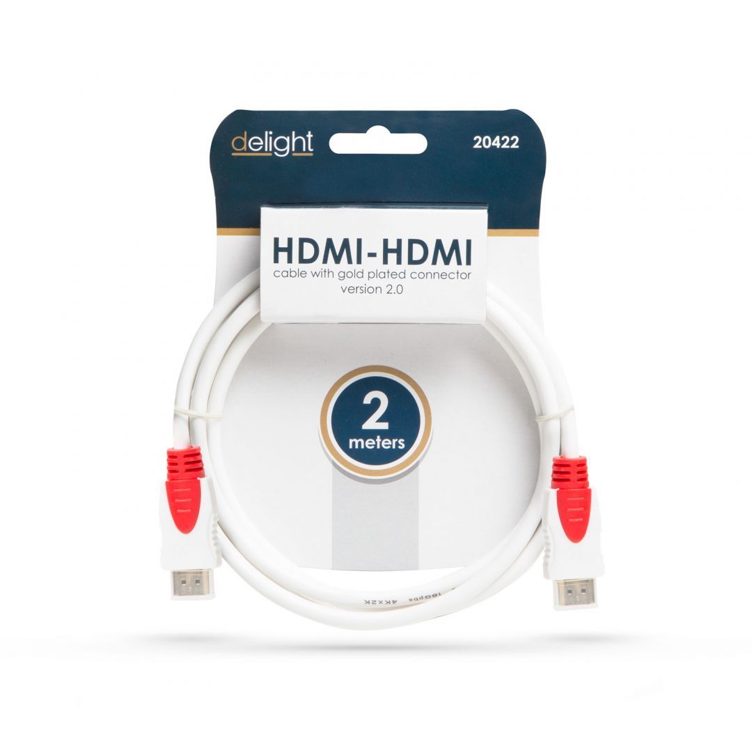Delight Jelkábel HDMI-HDMI 2.0 3D aranyozott Am/Am 2m White Delight Jelkábel HDMI-HDMI 2.0 3D aranyozott Am/Am 2m White