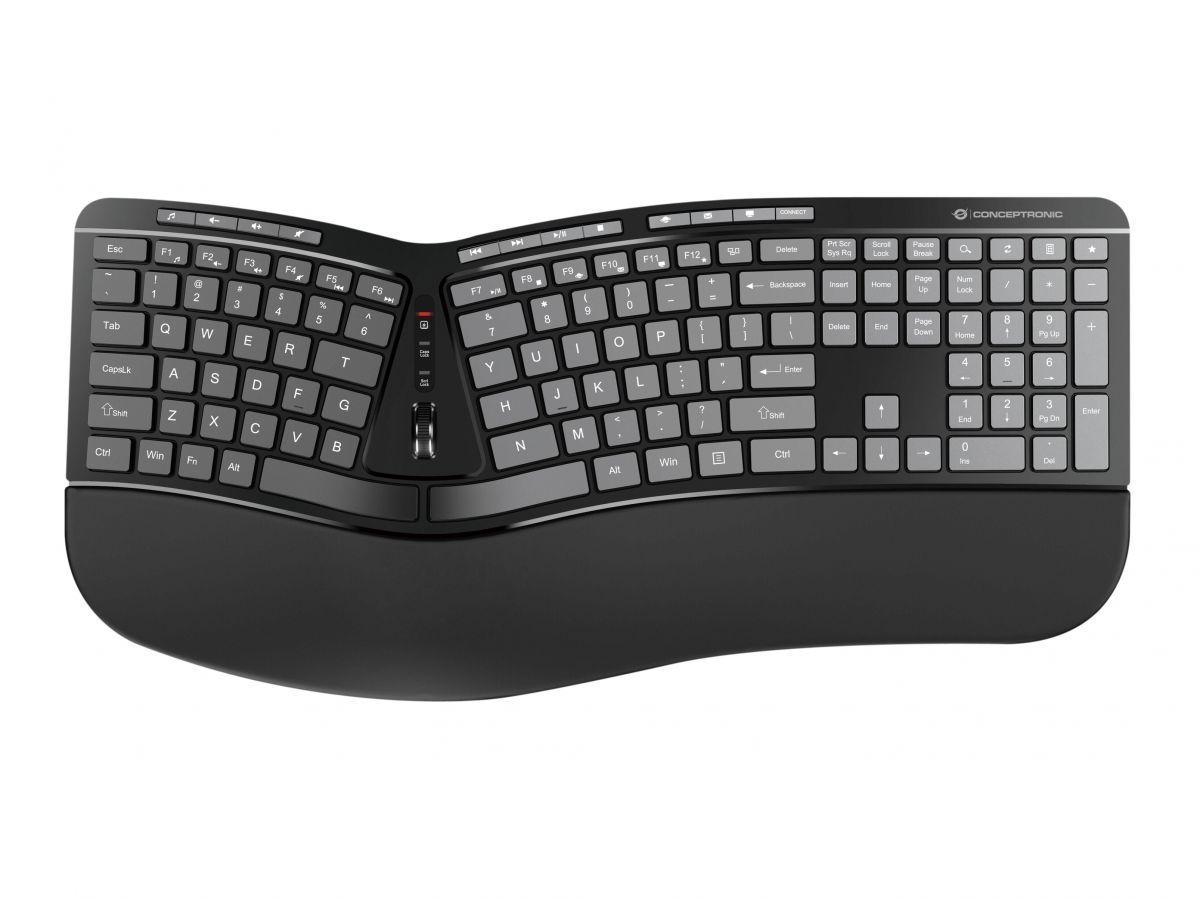 Conceptronic ORAZIO02US ERGO Wireless Ergonomic Keyboard Combo Black US