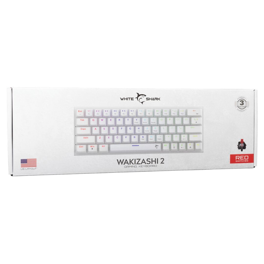 White Shark Wakizashi 2 Red Switches Gaming Keyboard White US White Shark Wakizashi 2 Red Switches Gaming Keyboard White US
