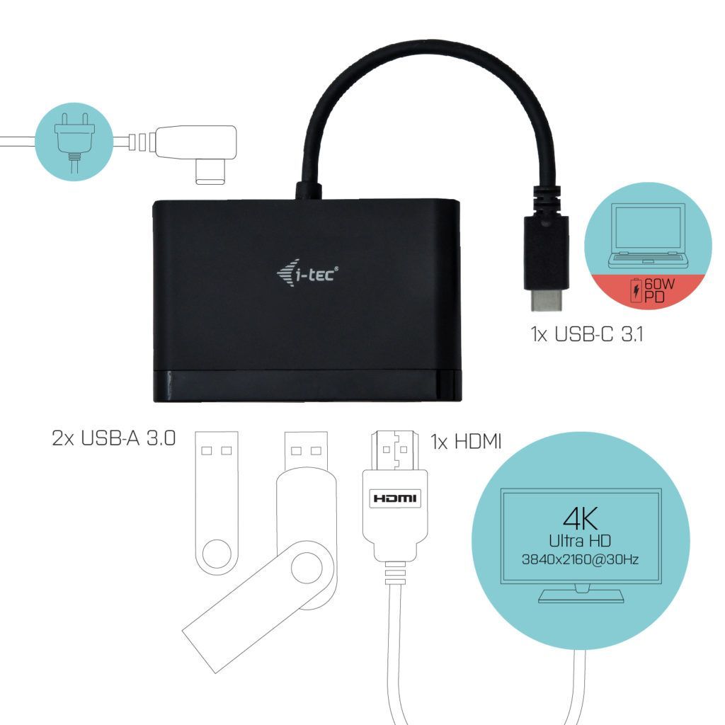I-TEC USB C HDMI Travel Adapter PD/Data Black I-TEC USB C HDMI Travel Adapter PD/Data Black