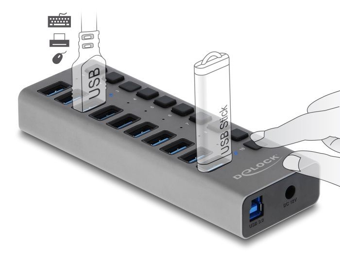 DeLock 10-portos USB3.0 HUB Grey DeLock 10-portos USB3.0 HUB Grey