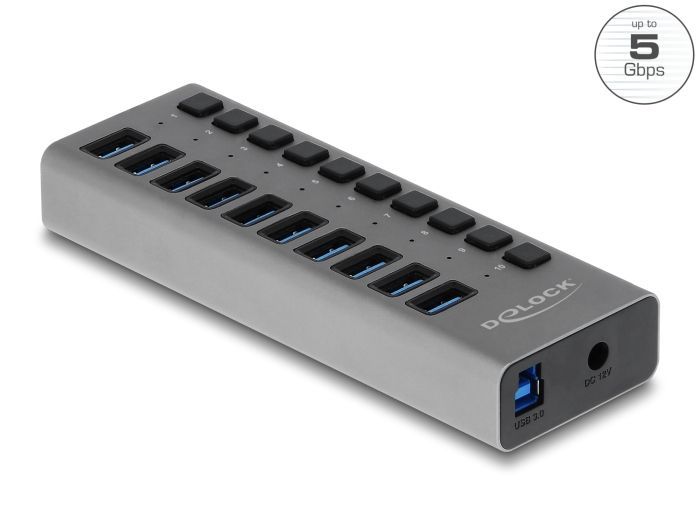 DeLock 10-portos USB3.0 HUB Grey DeLock 10-portos USB3.0 HUB Grey