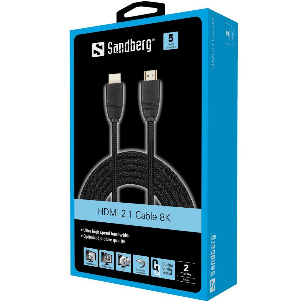 Sandberg HDMI 2.1 Cable 8K 2m Black Sandberg HDMI 2.1 Cable 8K 2m Black