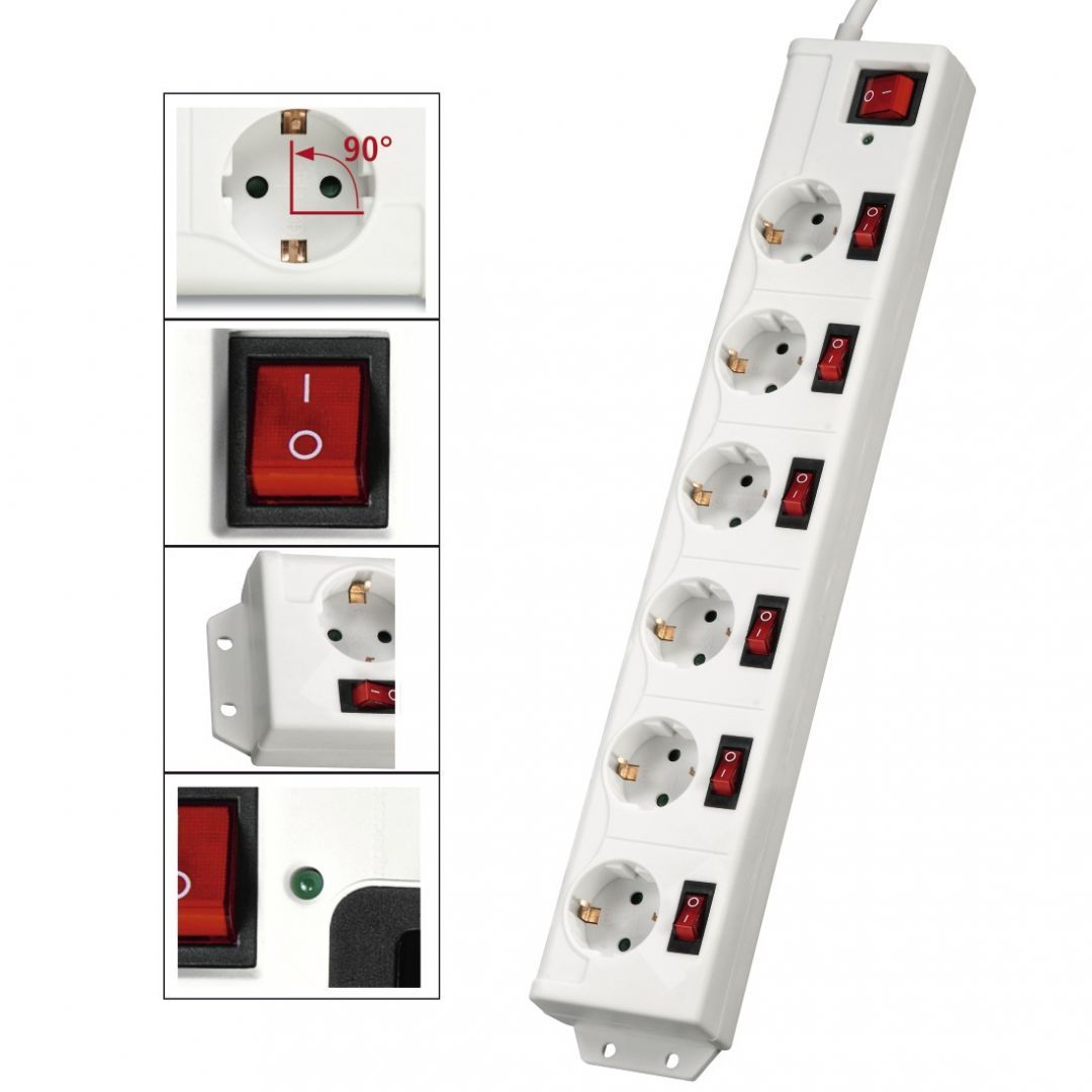 Hama Hálózati Elosztó Kapcsolóval 6DIN 1,4m White Hama Hálózati Elosztó Kapcsolóval 6DIN 1,4m White