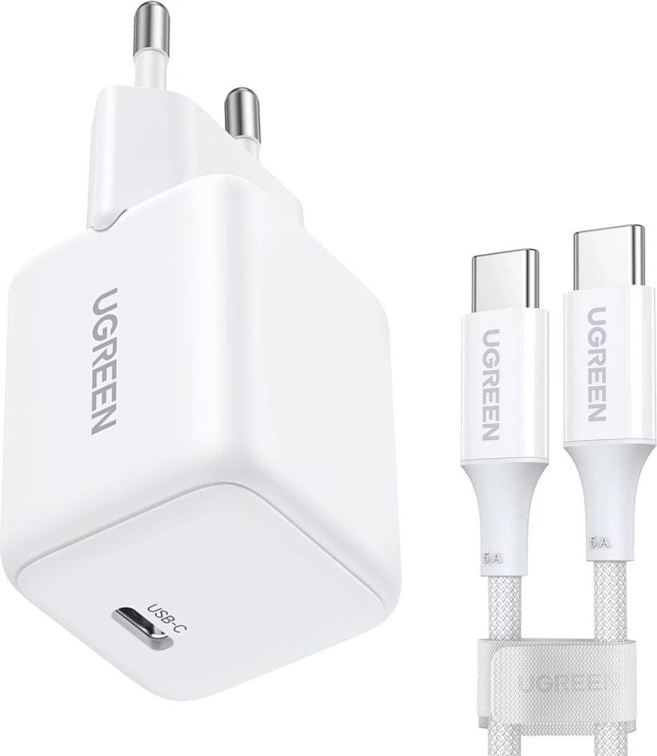 UGREEN X513 30W GAN 1X USB-C Mains Charger+1M USB-C Cable White