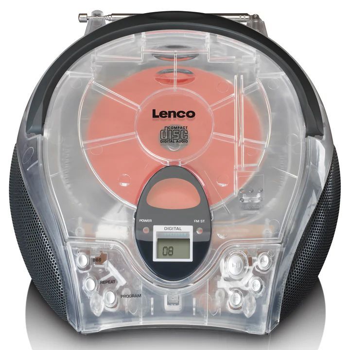 Lenco SCD-24TR portable stereo FM radio with CD player Transparent Lenco SCD-24TR portable stereo FM radio with CD player Transparent