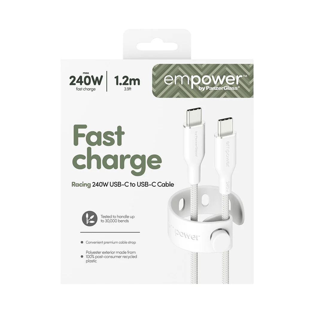 PanzerGlass 240W USB-C to USB-C USB 2.0 cable 1,2m White PanzerGlass 240W USB-C to USB-C USB 2.0 cable 1,2m White