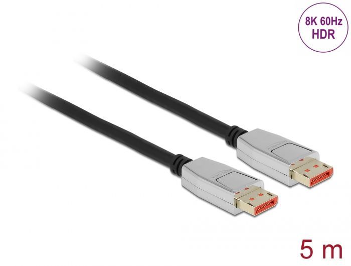 DeLock DisplayPort cable 8K 60 Hz 5m Black DeLock DisplayPort cable 8K 60 Hz 5m Black