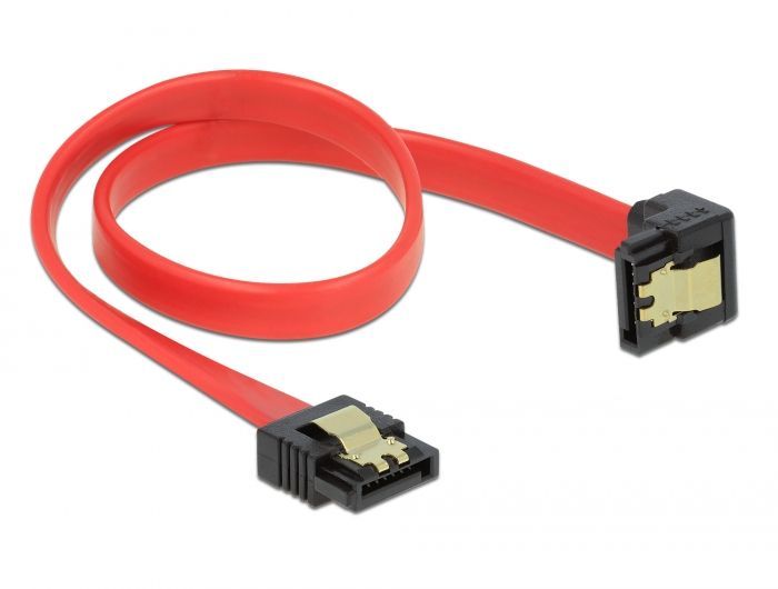 DeLock SATA 6 Gb/s Cable straight to downwards angled 30cm Red DeLock SATA 6 Gb/s Cable straight to downwards angled 30cm Red