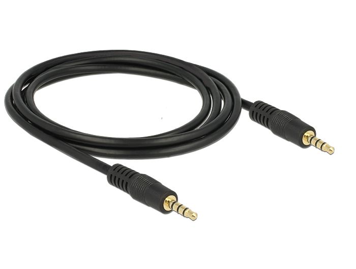 DeLock Cable Stereo 3.5 mm 4 pin plug > plug 2m Black DeLock Cable Stereo 3.5 mm 4 pin plug > plug 2m Black