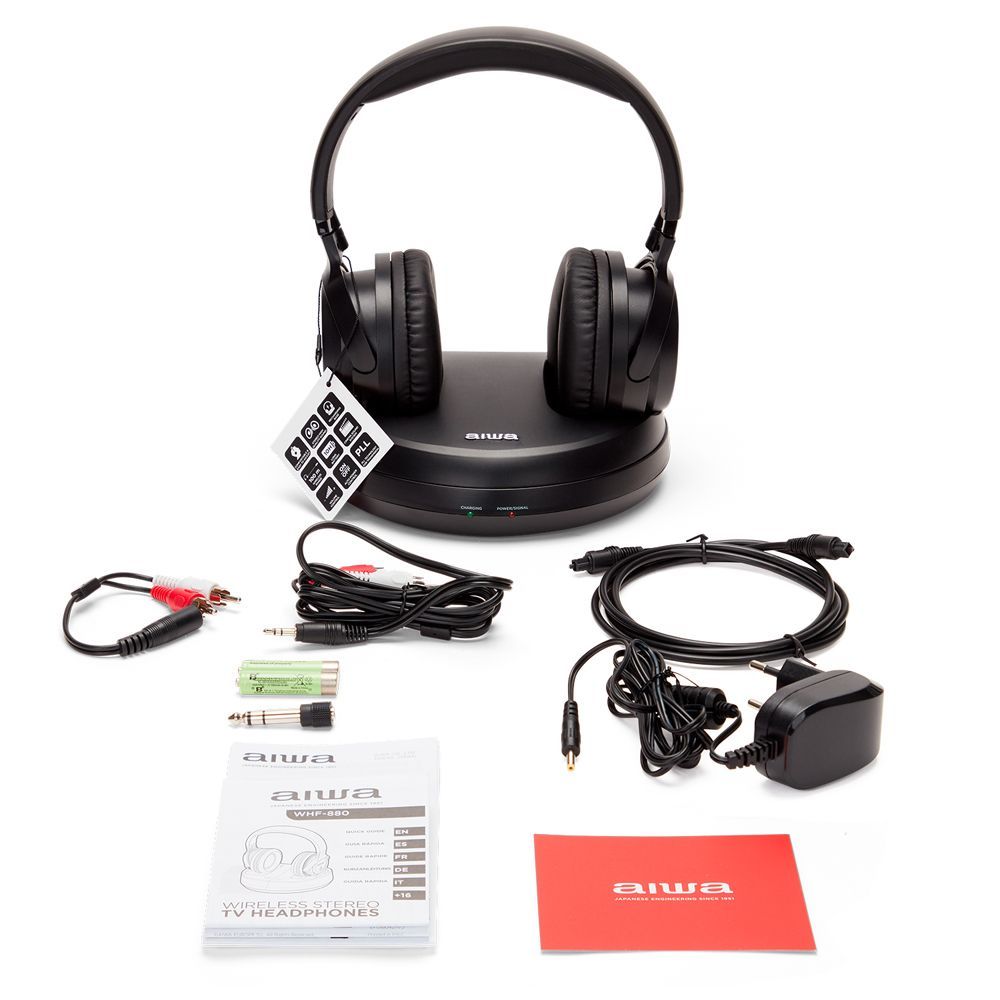 Aiwa WHF-930D Wireless TV Headphone + Docking Station Black Aiwa WHF-930D Wireless TV Headphone + Docking Station Black