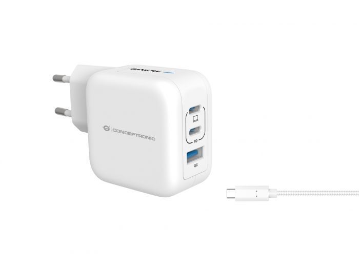 Conceptronic 3-Port 67W USB Charger White Conceptronic 3-Port 67W USB Charger White