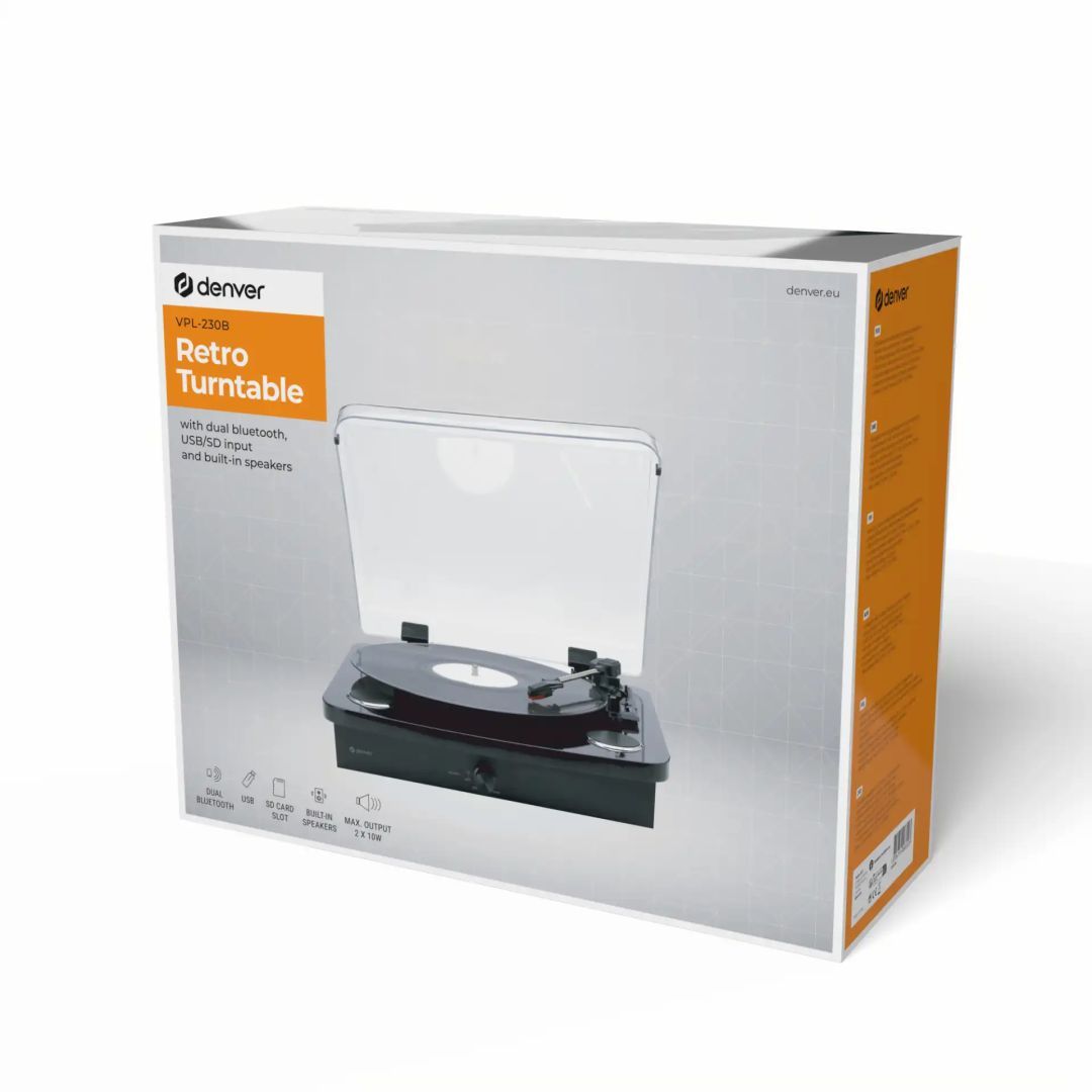 Denver VPL-230B Retro Turntable Black