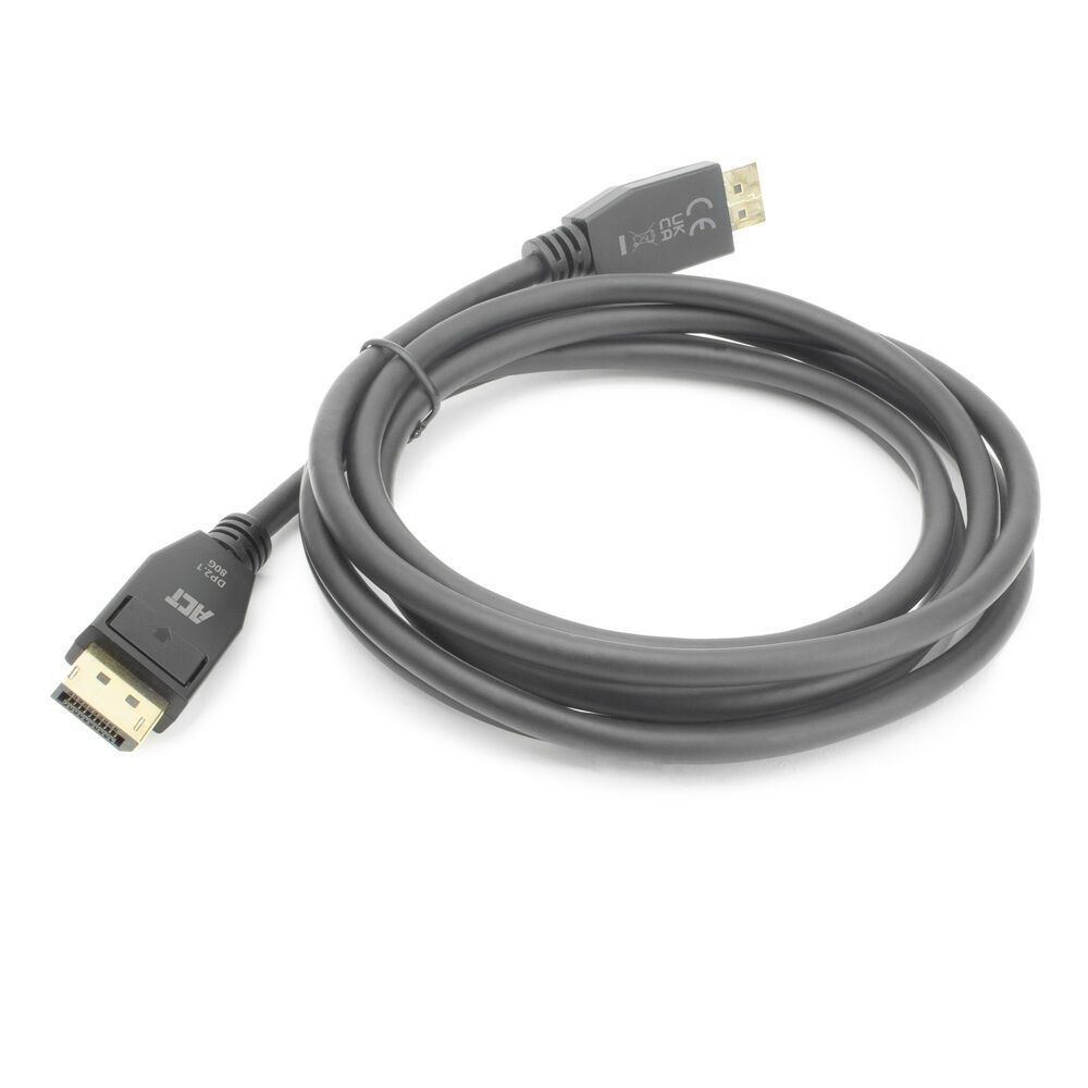 ACT DisplayPort 2.1 cable 8K male to male 3m Black ACT DisplayPort 2.1 cable 8K male to male 3m Black