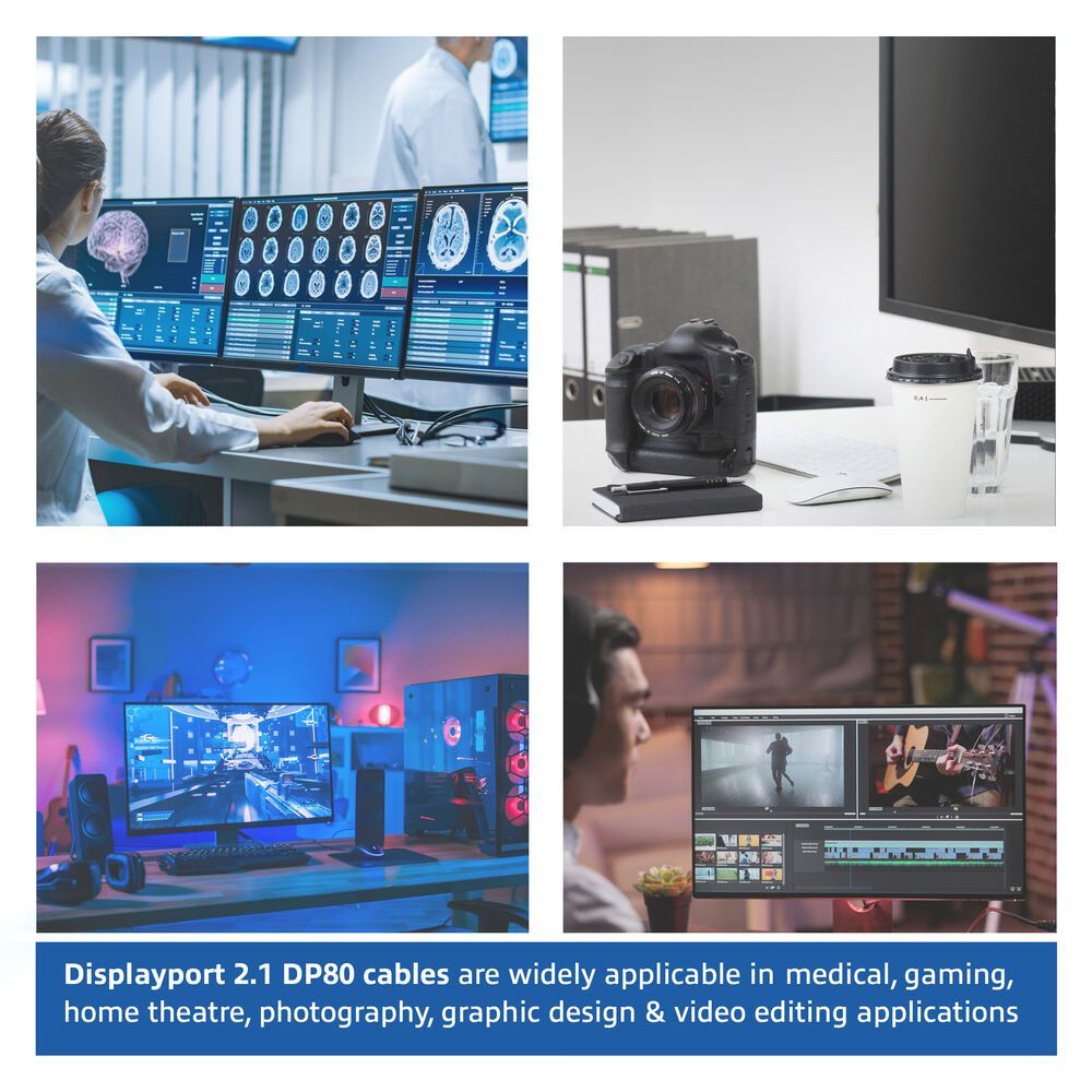 ACT DisplayPort 2.1 cable 8K male to male 3m Black ACT DisplayPort 2.1 cable 8K male to male 3m Black