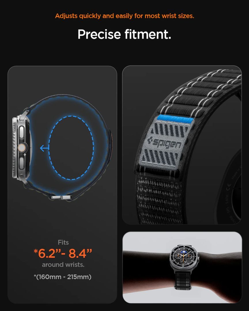 Spigen Fabric Band for Samsung Galaxy Watch 8 46mm/44mm/40mm Black Spigen Fabric Band for Samsung Galaxy Watch 8 46mm/44mm/40mm Black