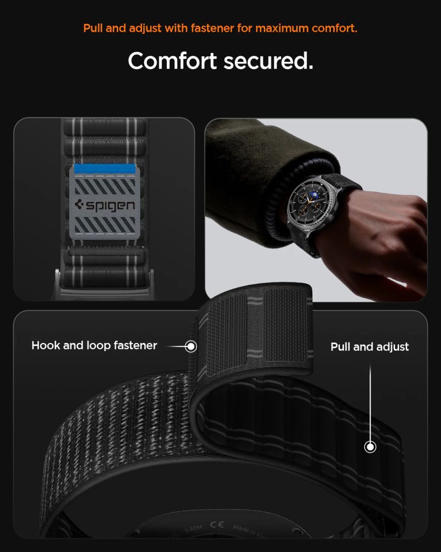 Spigen Fabric Band for Samsung Galaxy Watch 8 46mm/44mm/40mm Black Spigen Fabric Band for Samsung Galaxy Watch 8 46mm/44mm/40mm Black