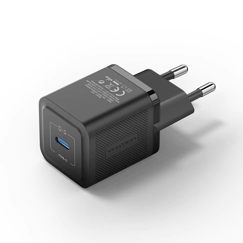 Vention 1-Port USB-C Charger Black Vention 1-Port USB-C Charger Black