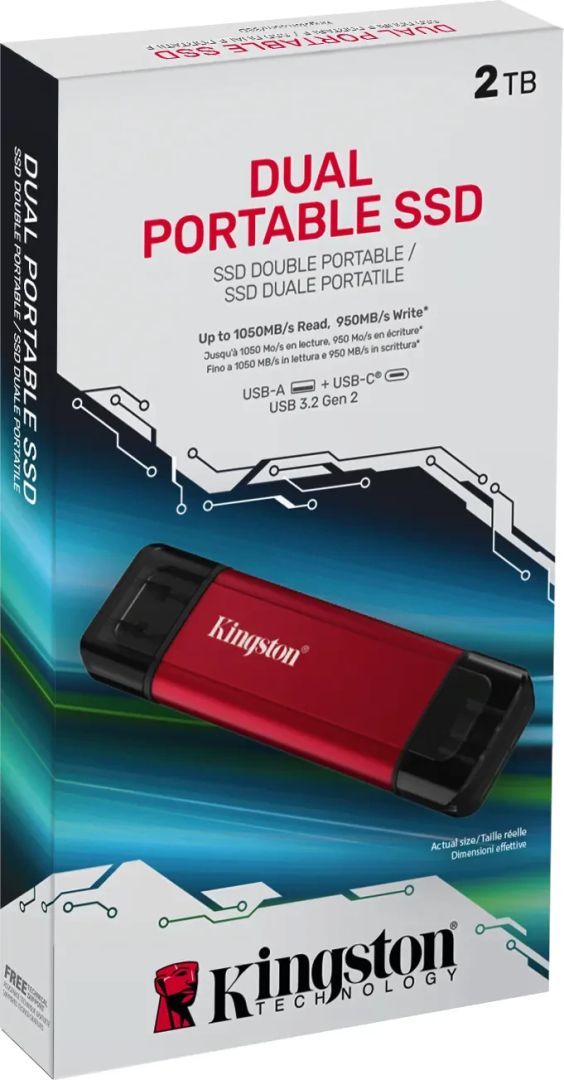 Kingston 2TB USB3.2 Dual Portable SSD Red Kingston 2TB USB3.2 Dual Portable SSD Red