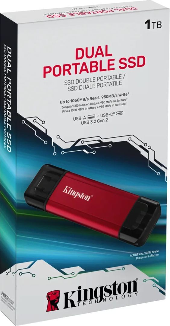 Kingston 1TB USB3.2 Dual Portable SSD Red Kingston 1TB USB3.2 Dual Portable SSD Red