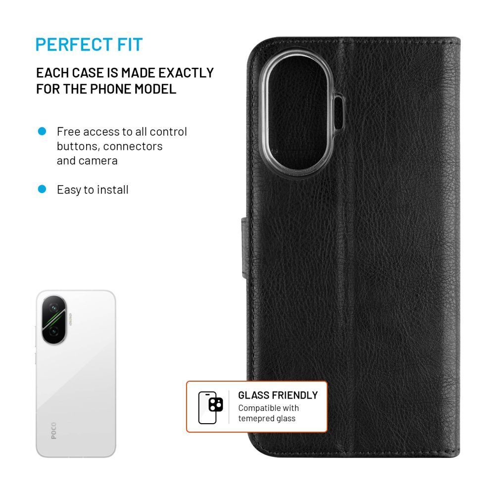 FIXED Opus, oldalranyíló telefontok POCO F7 készülékhez, fekete