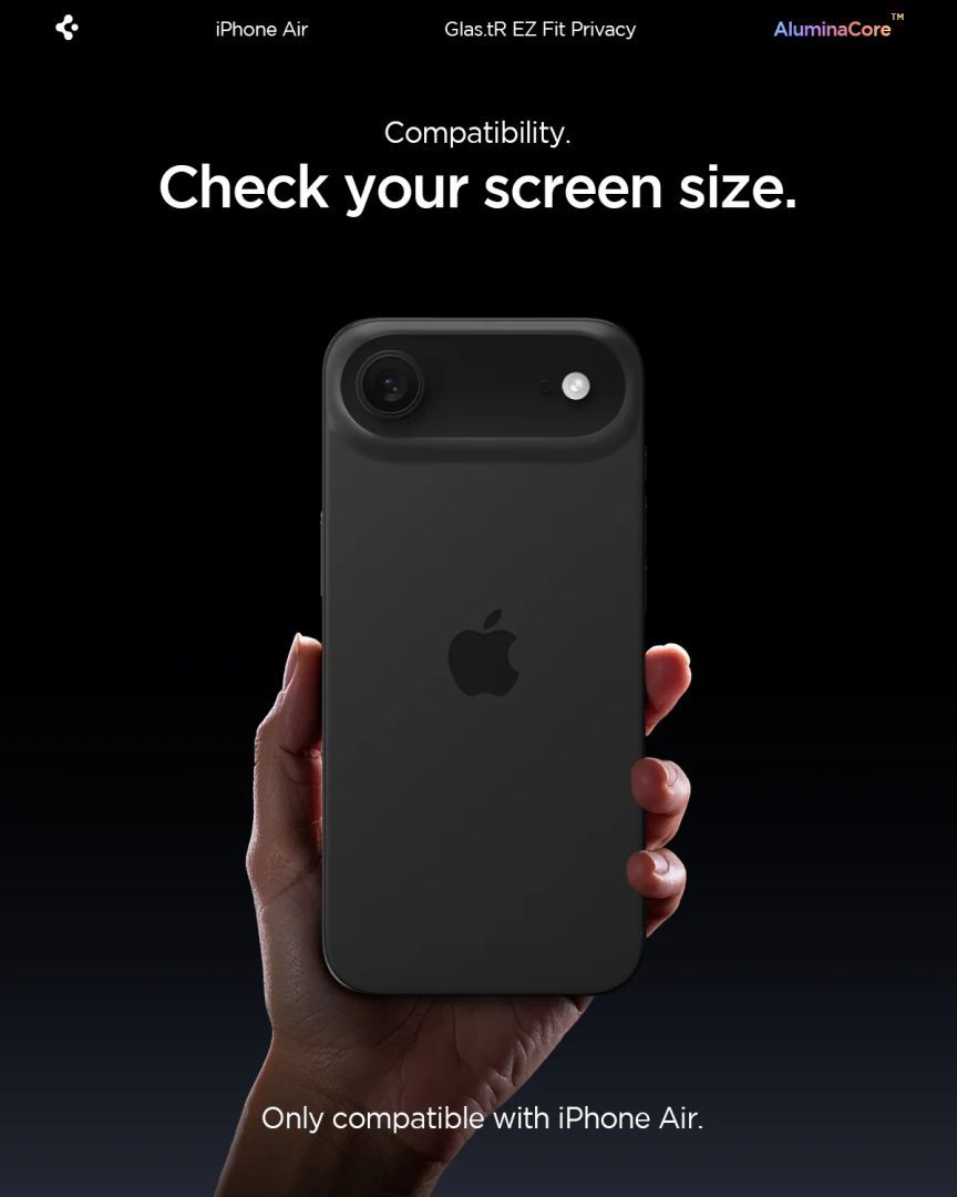 Spigen Glass tR EZ Fit (Privacy) for iPhone Air 2 Pack Transparency Spigen Glass tR EZ Fit (Privacy) for iPhone Air 2 Pack Transparency