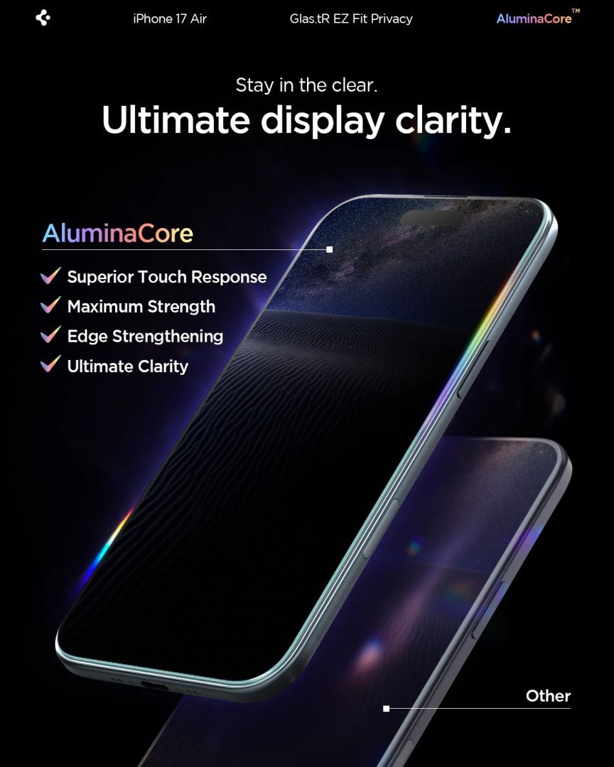 Spigen Glass tR EZ Fit (Privacy) for iPhone Air 2 Pack Transparency Spigen Glass tR EZ Fit (Privacy) for iPhone Air 2 Pack Transparency